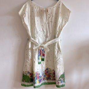 Nice plus size 100% organic cotton cream printed dress, British brand: Palava